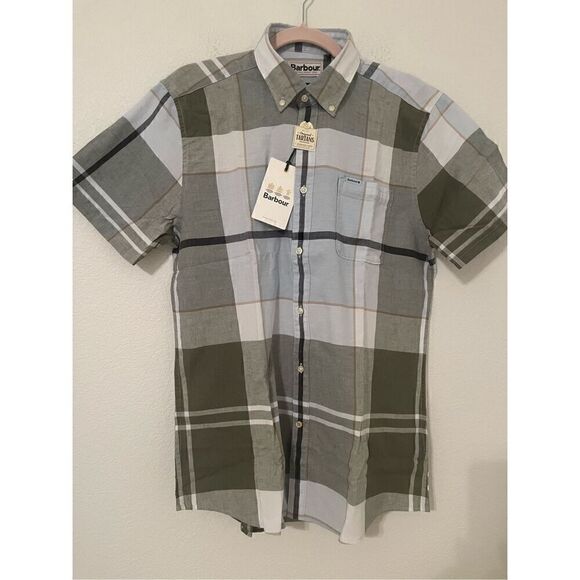 Barbour Douglas Tailored Short-Sleeved Shirt Olive NEW - Picture 4 of 9